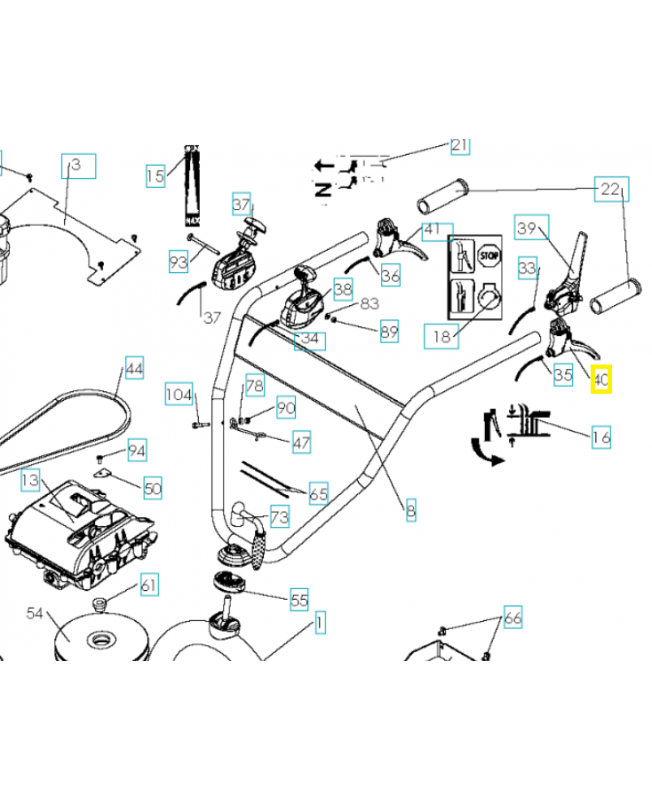 Levier gauche 504051401. Pièce de rechange Husqvarna