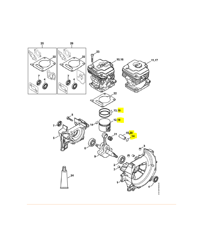 Cylindre piston stihl ref. 4147-020-1204