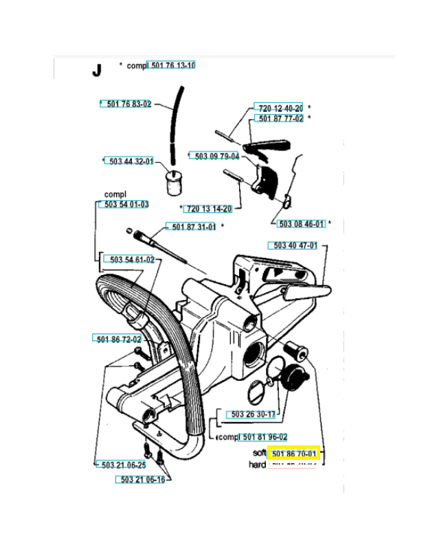 Amortisseur 501867001. Pièce de rechange Husqvarna