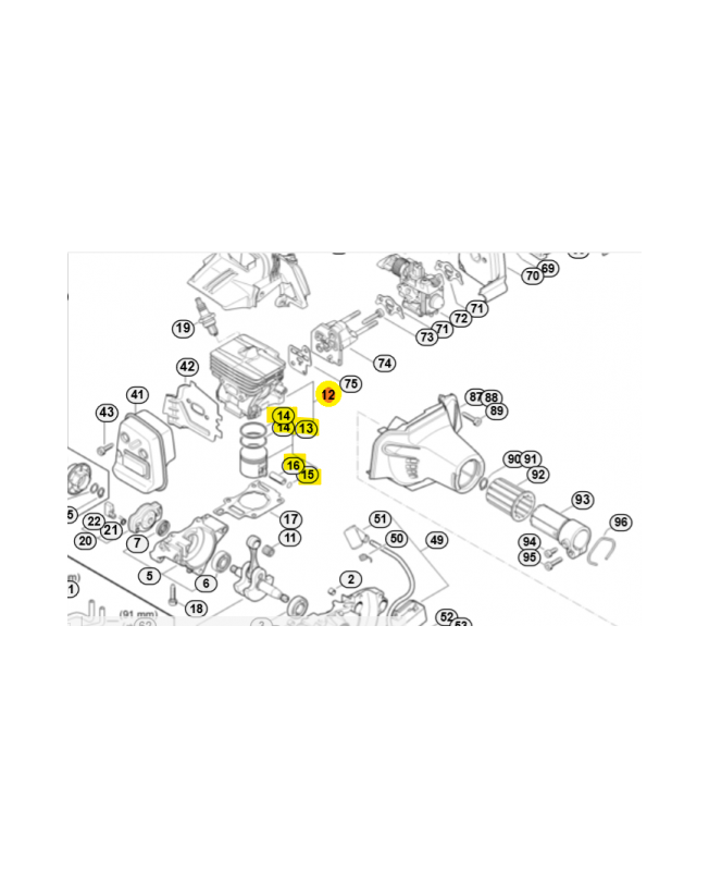 Cylindre avec piston ø 35 mm 4149-020-1204. Pièce détachée Stihl / Vicking