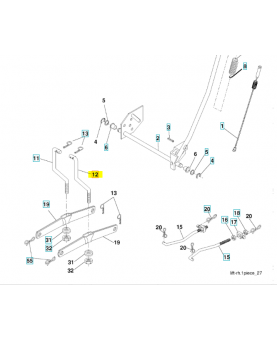 Suspension c.droite 532151140. Pièce de rechange Husqvarna