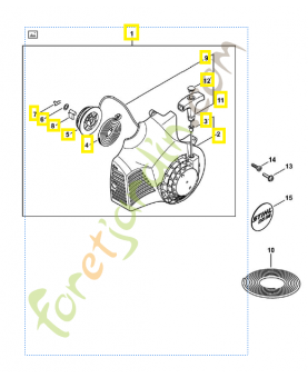 Carter ventilateur avec lanceur 4229-080-2105 Pièce de rechange Sithl / Vicking