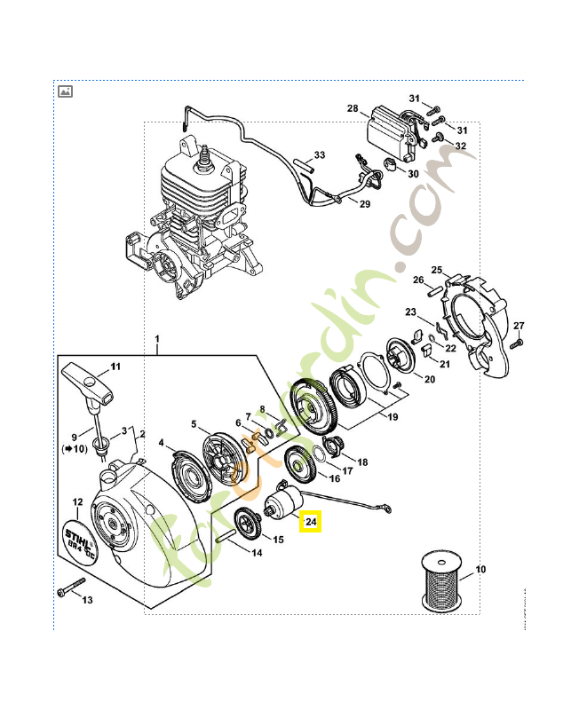 Moteur électrique 4244-600-0200. Pièce détachée Stihl / Vicking Moteur électrique 4244-600-0200. Pièce détachée Stihl / Vicking