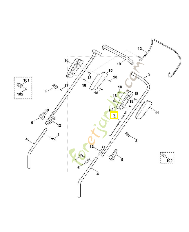 Câble de cde coupure moteur 6358-700-7500. Pièce de rechange Sithl / Vicking