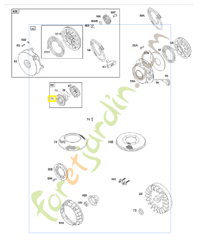 691359 Couvercle rochet 0003-000-0811. Pièce de rechange pour moteur thermique Briggs et Straton