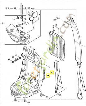 Plaque dorsale 4241-700-3803. Pièce détachée Stihl / Vicking