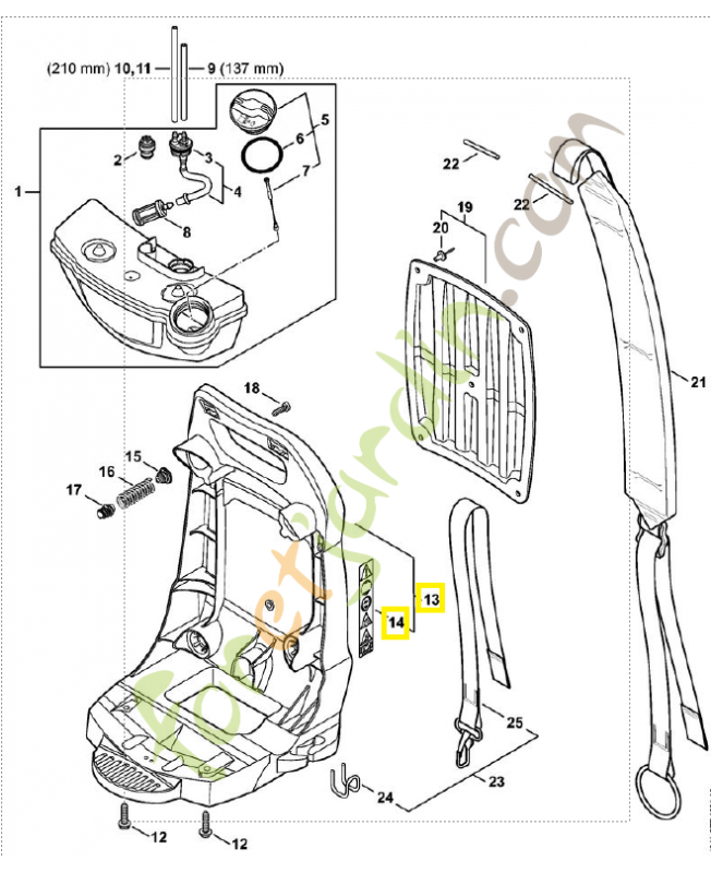 Plaque dorsale 4241-700-3803. Pièce détachée Stihl / Vicking