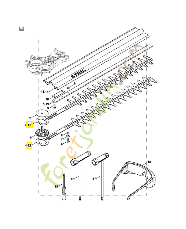 Jeu 2 couteaux 450 mm 4228-710-6050. Pièce de rechange talle haie stihl