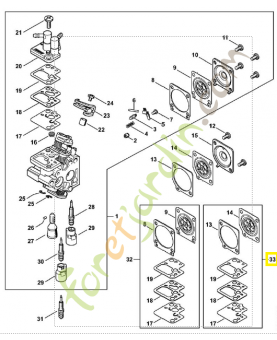 Jeu de joints carburateur 4242-007-1700. Pièce de rechange Sithl / Vicking