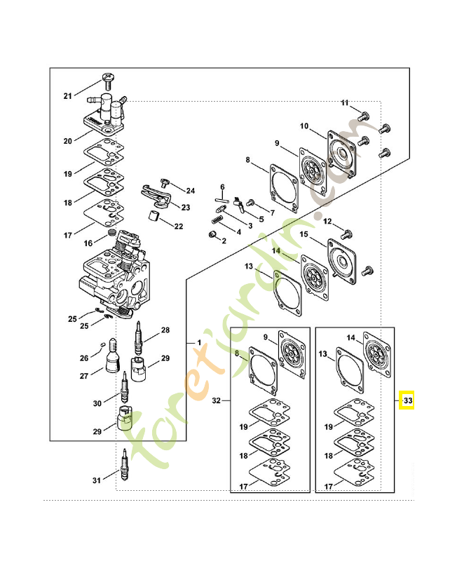 Jeu de joints carburateur 4242-007-1700. Pièce de rechange Sithl / Vicking