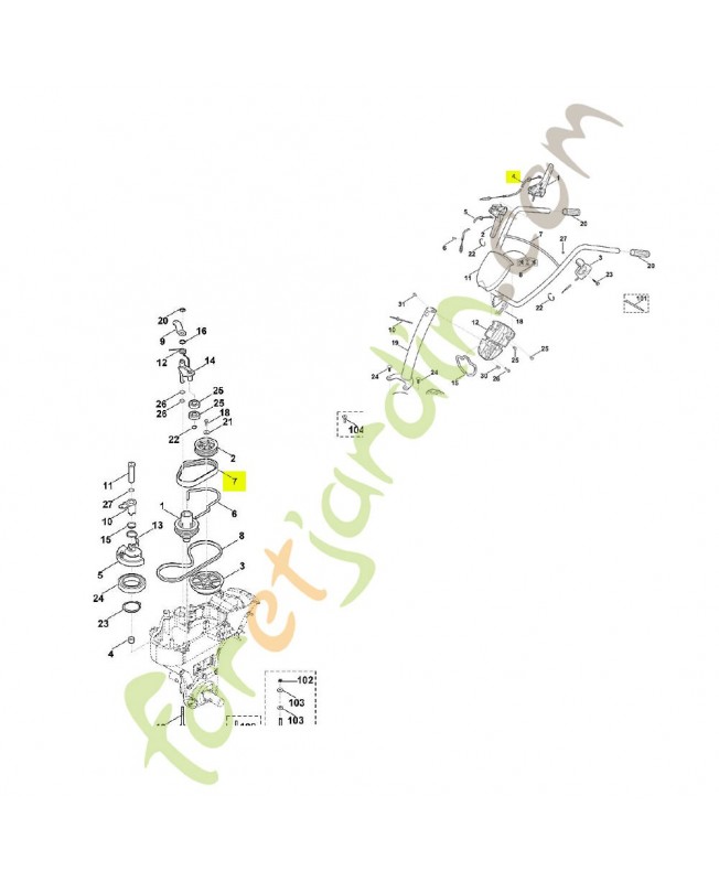 Jeu de courroie et câble 6241-007-1090. Pièce de rechange Sithl / Vicking