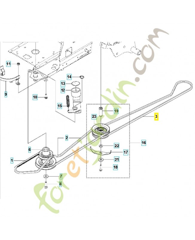 courroie 594977801. Pièce de rechange Husqvarna 585034401 et 544238901  589530001