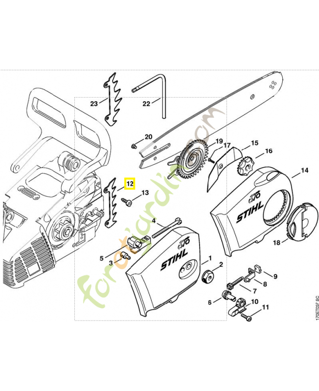 Griffe 1129-664-0500 stihl.Pièce de rechange stihl