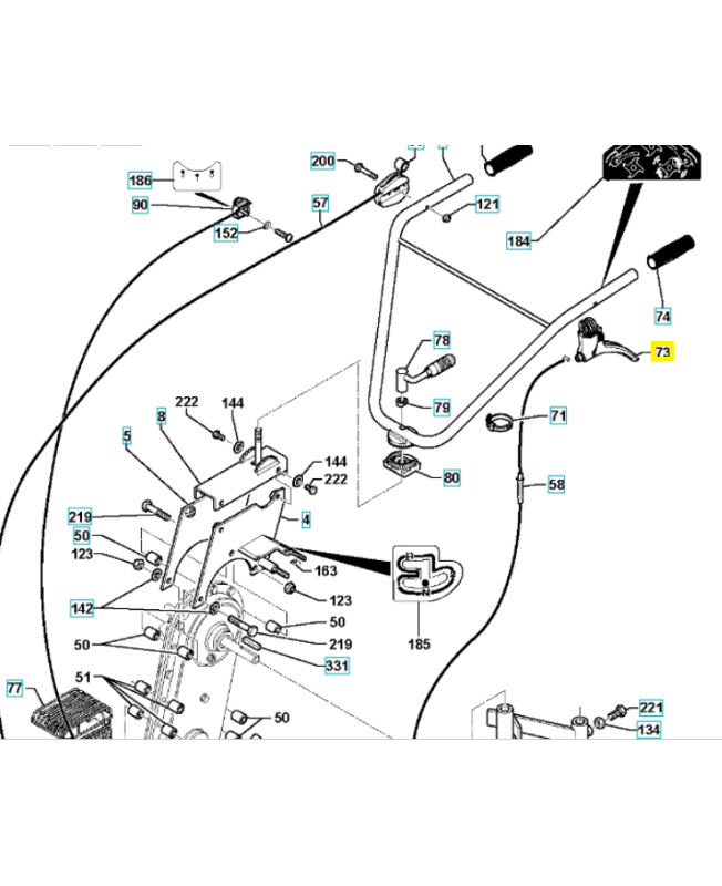 Levier d'embrayage 544311301. Pièce de rechange Husqvarna