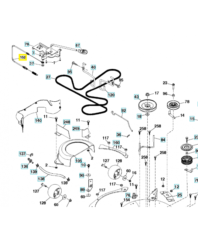 Câble embrayage de lame 583591701. Pièce de rechange Husqvarna