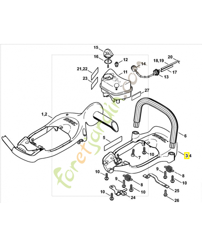Cadre de poignée 4237-791-4900. Pièce de rechange Sithl / Vicking