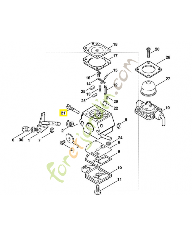 Vis réglage ralenti 4140-122-6300. Pièce de rechange Sithl / Vicking Vis réglage ralenti 4140-122-6300. Pièce de rechange Sithl / Vicking