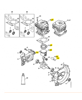 Cylindre avec piston d.42 mm stihl réf : 4147-020-1207