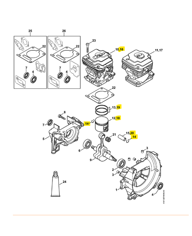 Cylindre avec piston d.42 mm stihl réf : 4147-020-1207