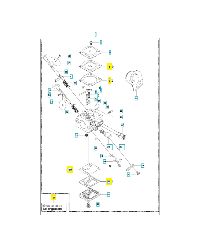 Kit membrane 537380301. Pièce de rechange Husqvarna