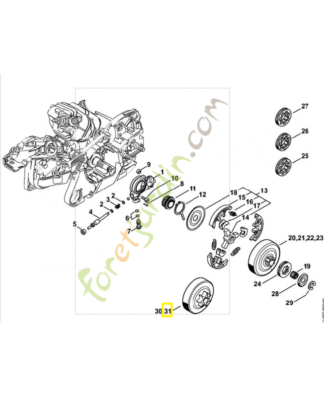 Pignon 3/8 7 dents 1141-640-2003. Pièce détachée Stihl 