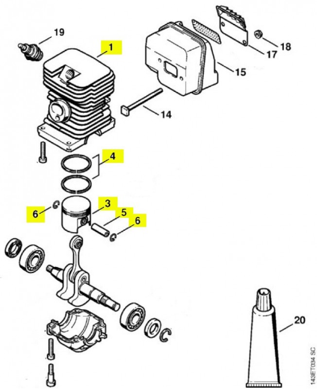 Repère 1 à 6 Cylindre