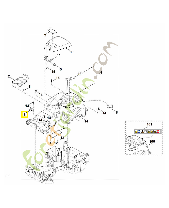 Support capuchon 6301-703-6905. Pièce détachée Stihl / Vicking