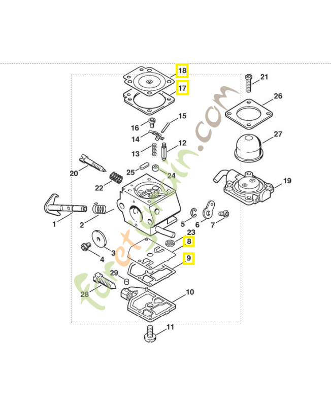 Jeu de joints carburateur 4227-007-1060. Pièce de rechange Sithl