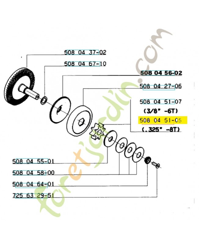 Pignon 508045105. Pièce de rechange Husqvarna
