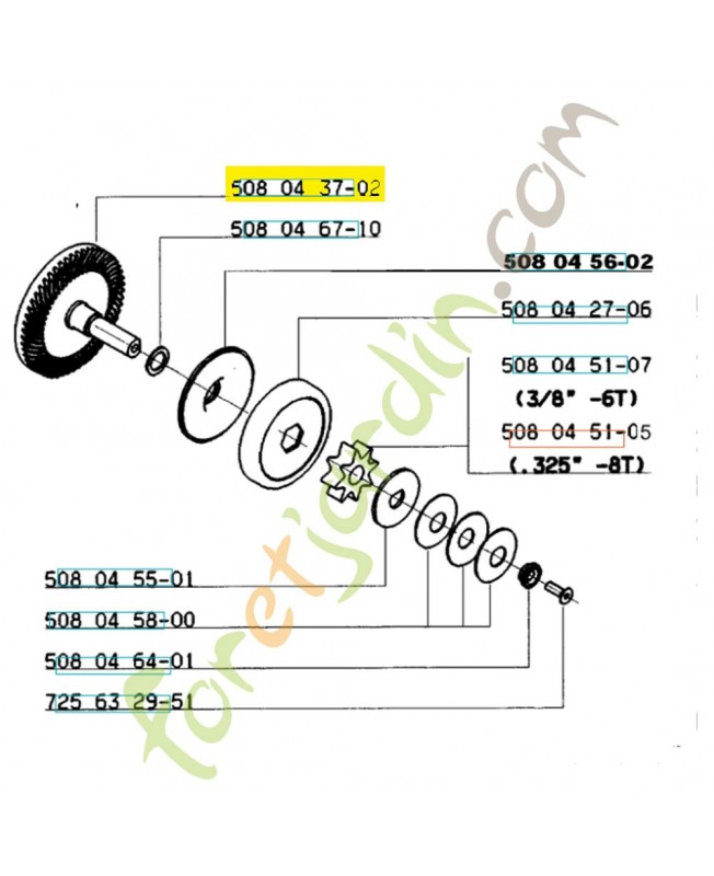 Engrenage 508043702. Pièce de rechange Husqvarna