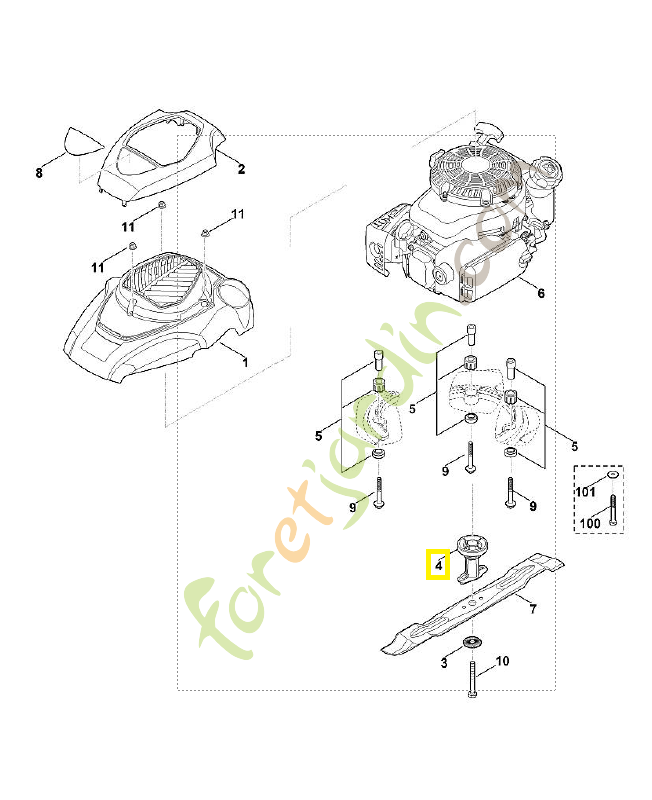 Support lame tondeuse viking 6118-702-5001. Pièce de rechange Sithl / Vicking