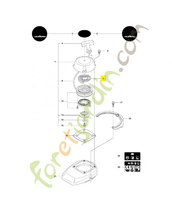 Ressort de rappel 544303901. Pièce de rechange Husqvarna