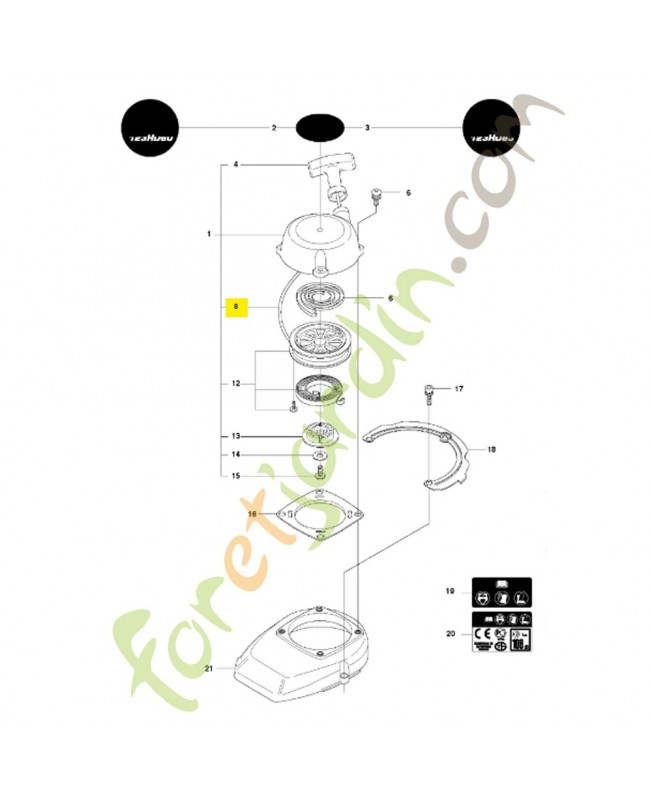 Cordon de démarreur 544304201. Pièce de rechange Husqvarna