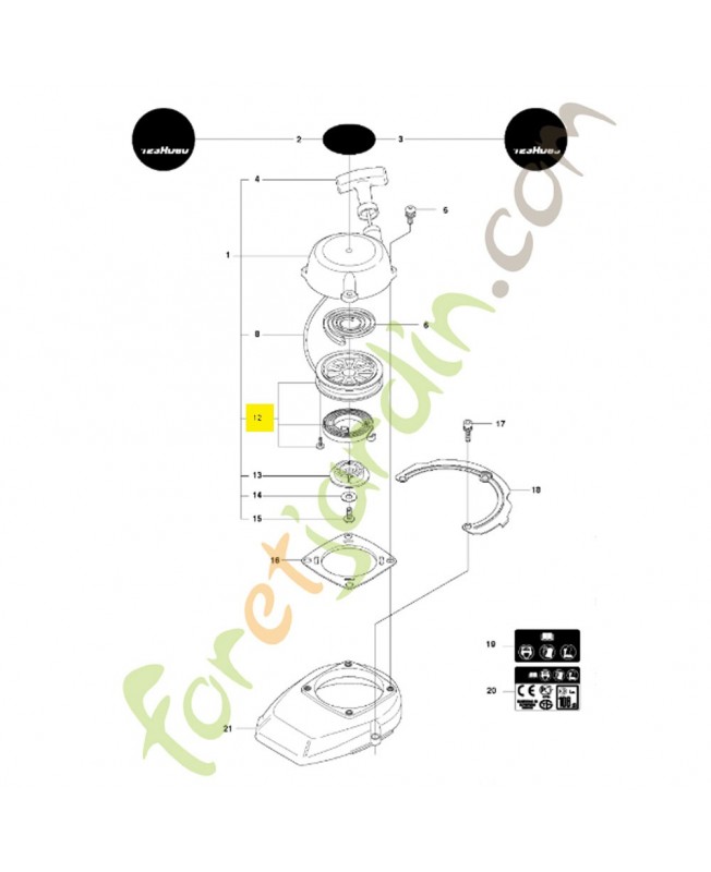 Poulie de démarreur 544304001. Pièce de rechange Husqvarna