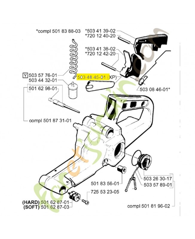 Insert de poignée 503484501. Pièce de rechange Husqvarna