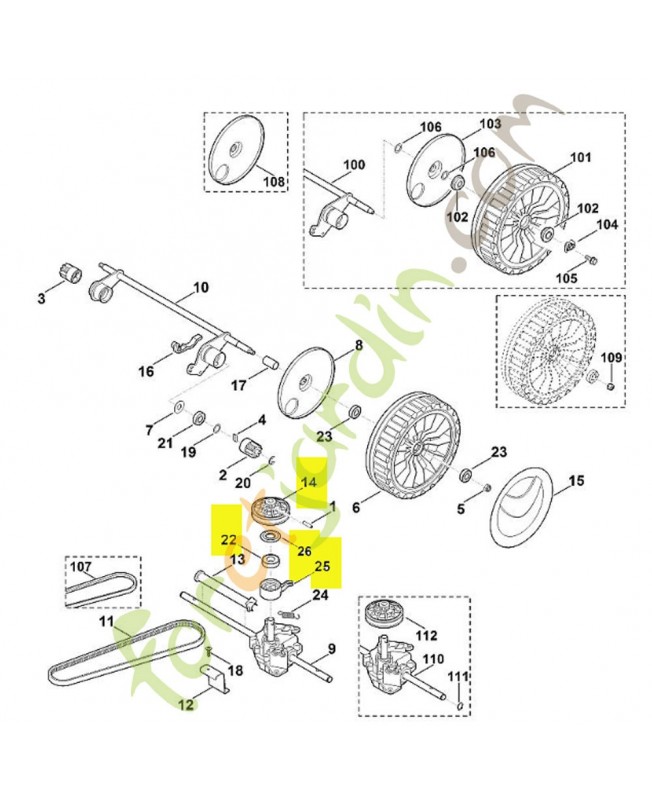 Poulie a gorge complete stihl ref. 6360-700-2513