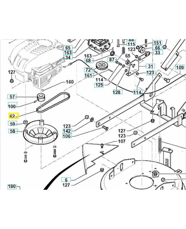 Courroie d'entrainement 519653429. Pièce de rechange Husqvarna