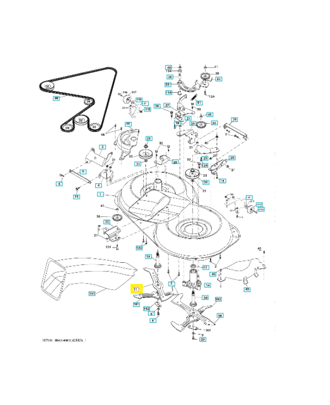 Lame gauche 532180583. Pièce de rechange Husqvarna Remplace référence 532175450 ; 532168720 ; 532175792