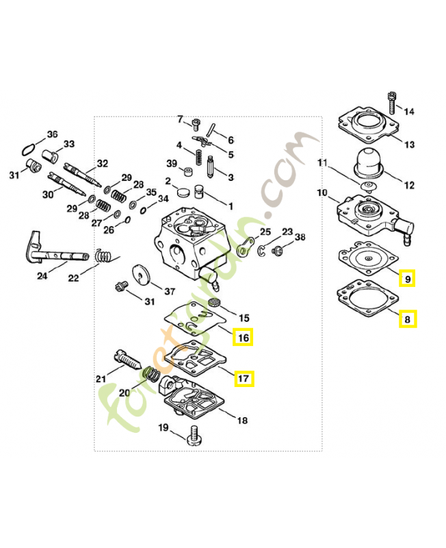 Jeu de pièces du carburateur 4133-007-1060. Pièce de rechange Sithl 