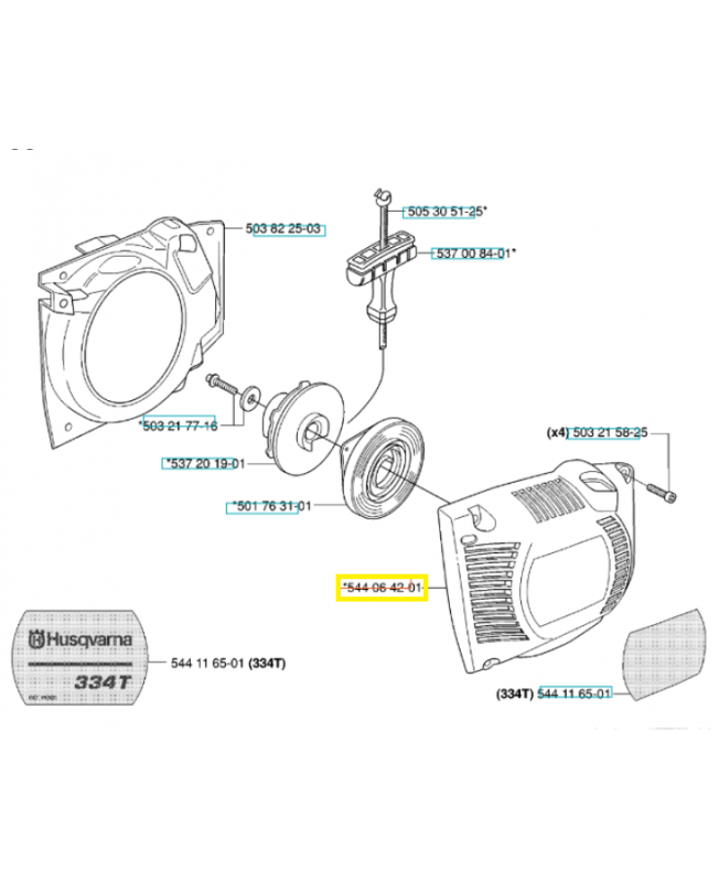 Carter de démarreur 544064201. Pièce de rechange Husqvarna