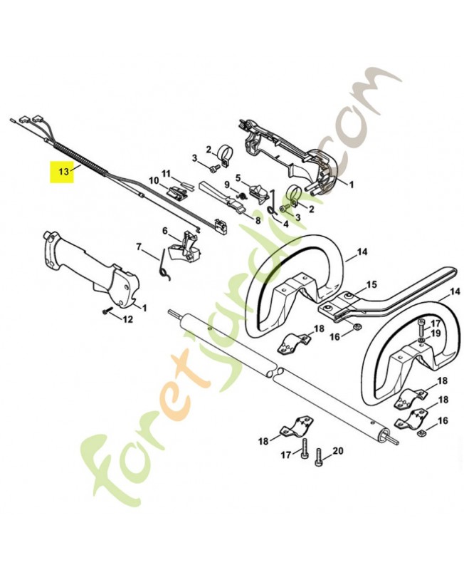 Cable cde gaz complet référence 4137-180-1107