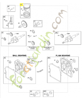 793214 Ensemble piston 0003-000-2048. Pièce de rechange pour moteur thermique Briggs et Straton