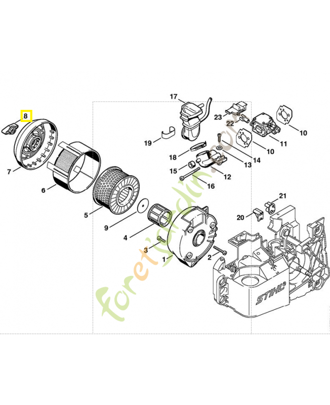 Ecrou fendu 4221-140-9500. Pièce de rechange Sithl / Vicking