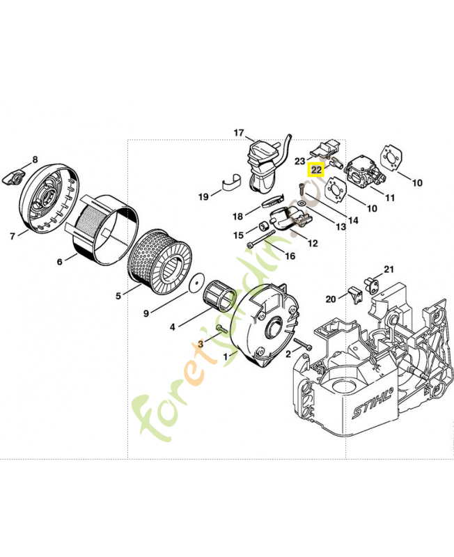 Levier volet démarrage 4221-121-6150. Pièce de rechange Sithl / Vicking