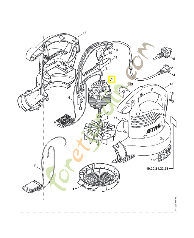 Moteur électrique 230 V/50 Hz 4811-600-0204. Pièce de rechange Sithl / Vicking