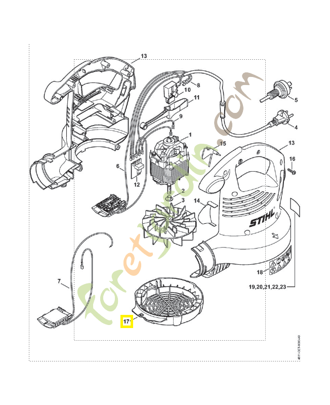 Grille de protection 4811-706-8001. Pièce détachée Stihl 