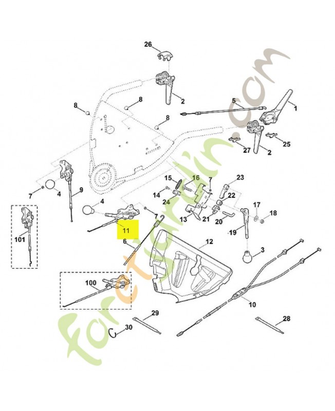 Cable commande de gaz référence 6375-180-1101