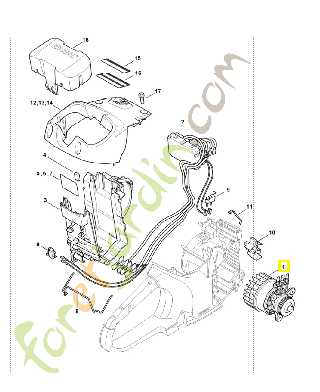 Moteur électrique 4864-600-0201. Pièce de rechange Sithl / Vicking