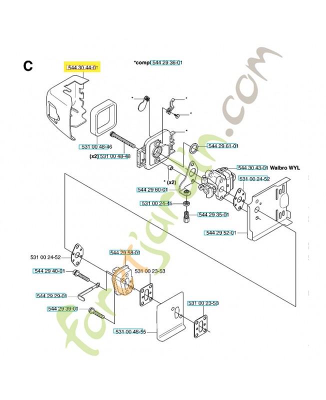 Couvercle 544304401. Pièce de rechange Husqvarna