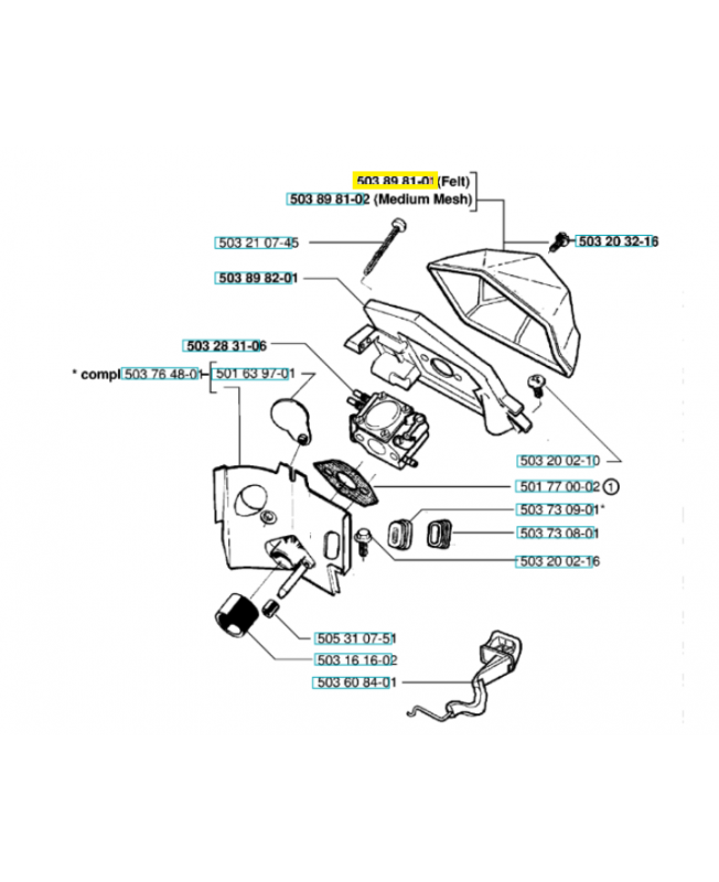 Filtre a air 503898101. Pièce de rechange Husqvarna Filtre a air 503898101. Pièce de rechange Husqvarna